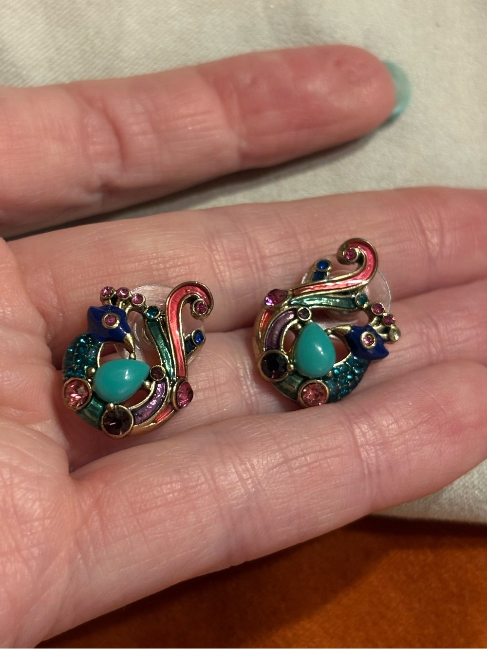 Betsey Johnson Multicolor Peacock Stud Earrings